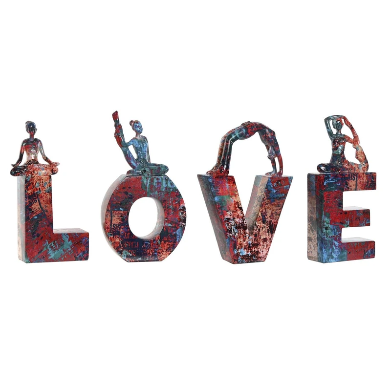 Figure Set of 4 Resin 12.5 x 5 x 22 cm Love Yoga Multi-Coloured
