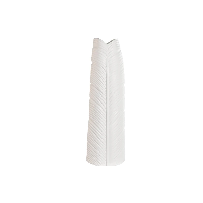 Jarron Stoneware 33X10X70 HOJA Blanco - Image 1