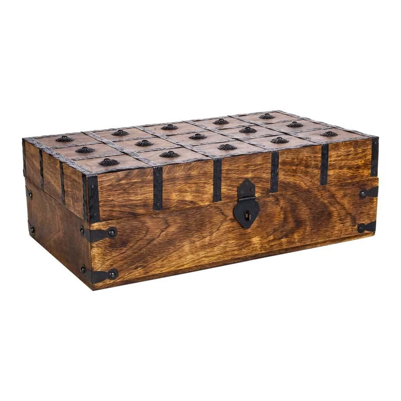 AlexandreHouse Brown Handmade Wooden Chest - Image 1
