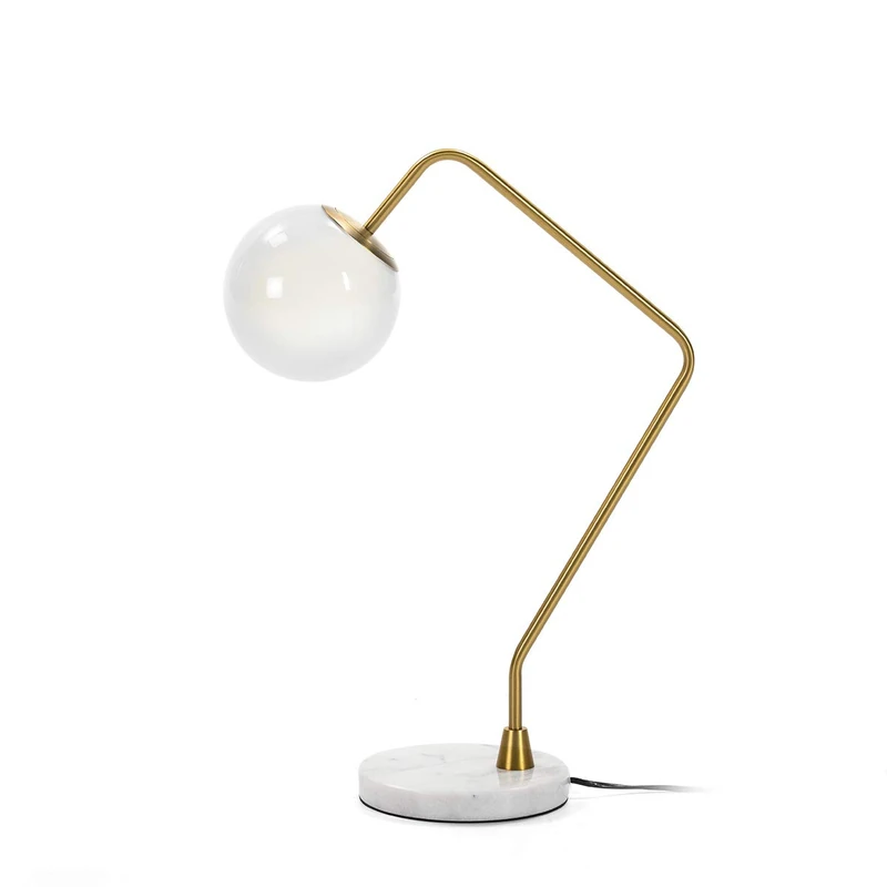 AlexandreHouse SOBREMesa Lamp, 40 x 21 x 57 cm, Crystal Blanco/Marble Blanco/Metal Dorado