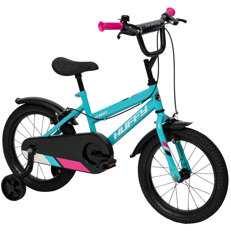 Huffy So Sweet 16" Bike - Pool Blue Removable Stabilisers, Dual Caliper Brakes, Adjustable Seat, Comfort Padded Saddle, Durable Frame, Ideal for Ages 4-6, Safe Kids’ Bicycle