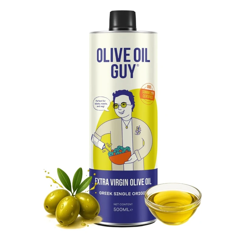 The Olive Oil Guy Olive Oil Extra Virgin, High Polyphenol Koroneiki Olive Oil, Greek Single Origin, Cold Pressed & Early Harvest, First Edition Can 500ml