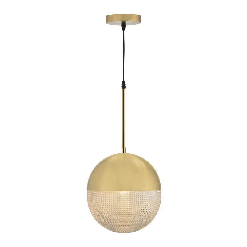 AlexandreHouse Techo Lamp 25 x 25 x 54/190 Metal Dorado/Crystal Amber