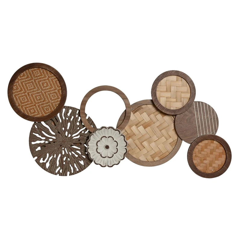 Decoration Painted MDF Bamboo 75 x 4.5 x 38 cm Circles - Image 1