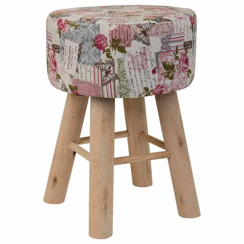 AlexandreHouse Taburete De Madera Y Forrado De Tela Lilac - Image 1