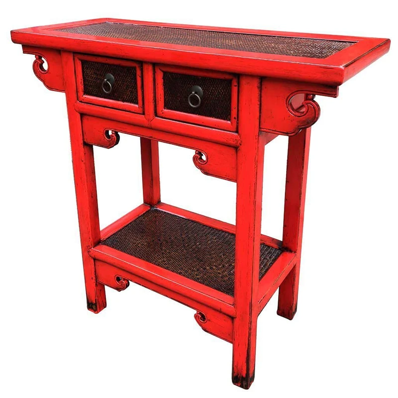 AlexandreHouse Recibidor De Madera Acabado Artesanal Rojo