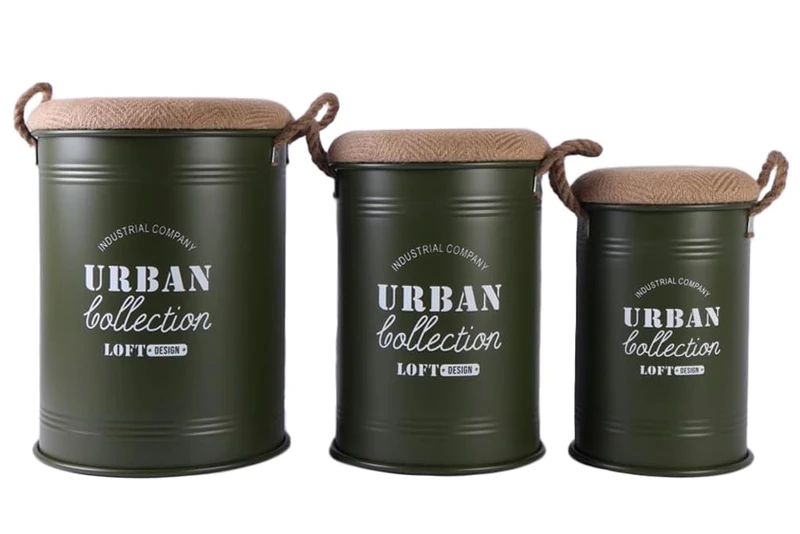 AlexandreHouse Caja Set of 3 Metal Fibra 40 x 40 x 55.5 cm Verde