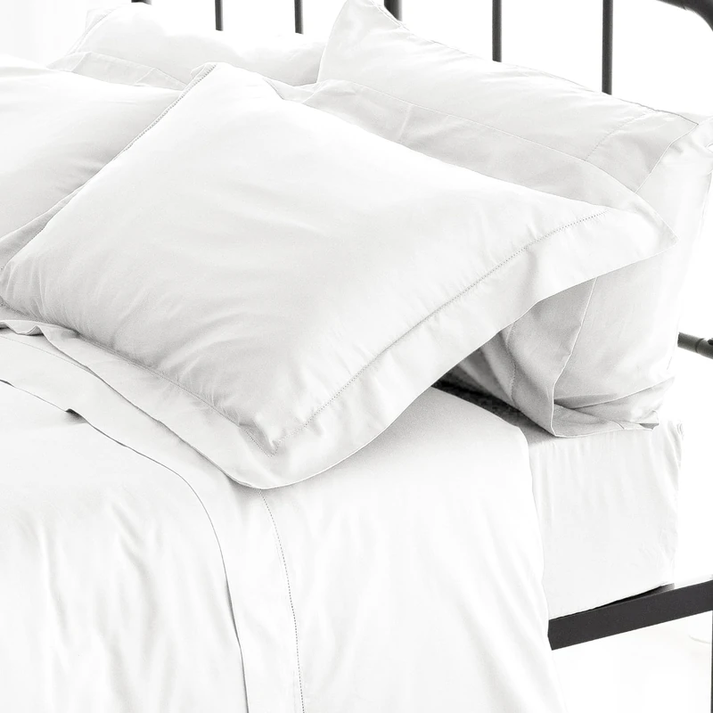 Catherine Lansfield Sateen White Set Flat Sheet + Pillowcase + Fitted Sheet 210 x 280 + 50 x 155 + 135 x 200 cm - Image 1