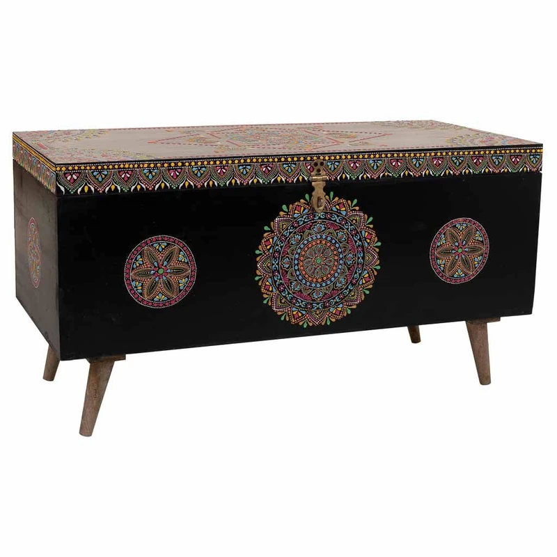 AlexandreHouse Baul De Madera Pintado Artesanal Black