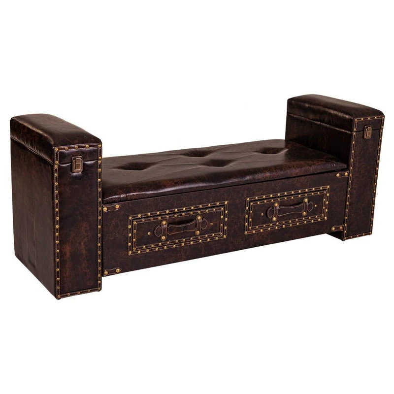 AlexandreHouse Leatherette Stool With Drawers