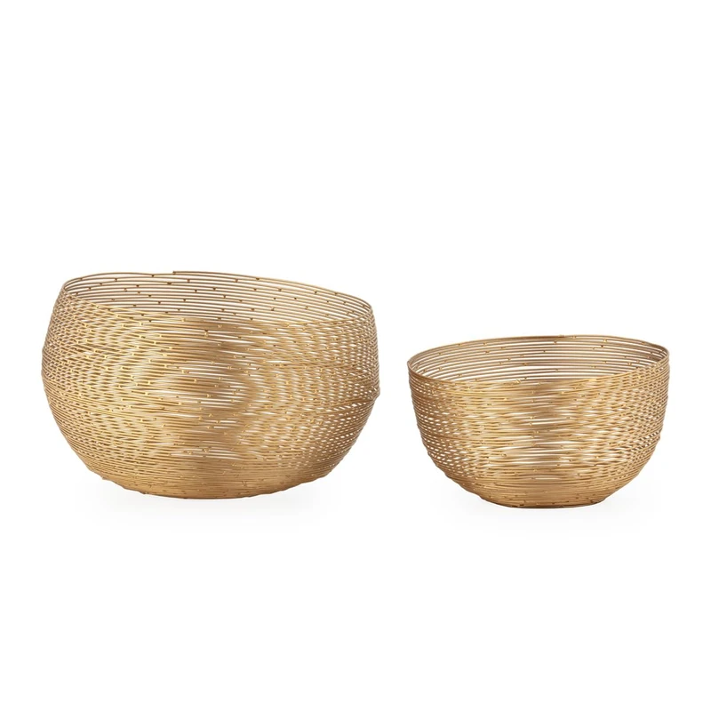 Set of 2 Mesa Centre 33 x 33 x 20/26 x 26 x 15 cm Metal Dorado