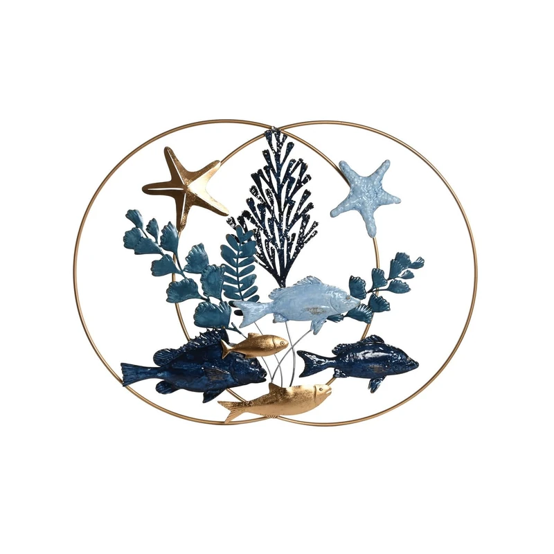 Decoration Painted Metal 83 x 6 x 63 cm Azul Peces