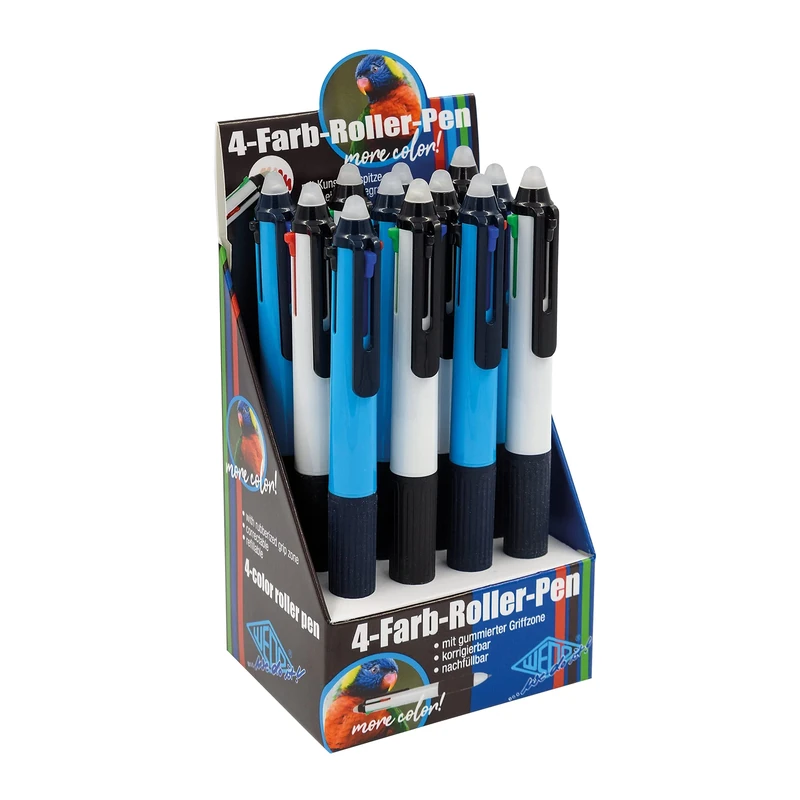 WEDO® Erasable Gel Pen 4 Colours Pack of 12 - Ink Colours: Black, Blue, Red, Green