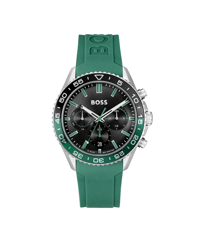 BOSS Chronograph Quartz Watch for Men Runner Chrono LE Collection with Teal Silicone Bracelet - 1514246