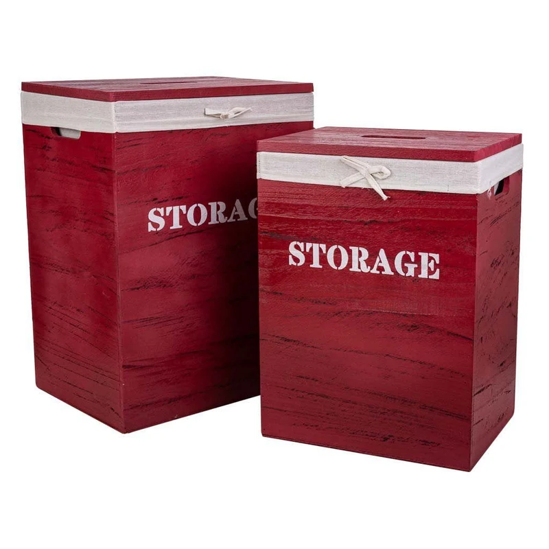 Wooden Laundry Baskets Set 2 Pcs