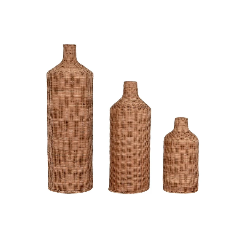 Jacquard Set 3 Ratan Metal 25 x 25 x 82 cm Natural Brown