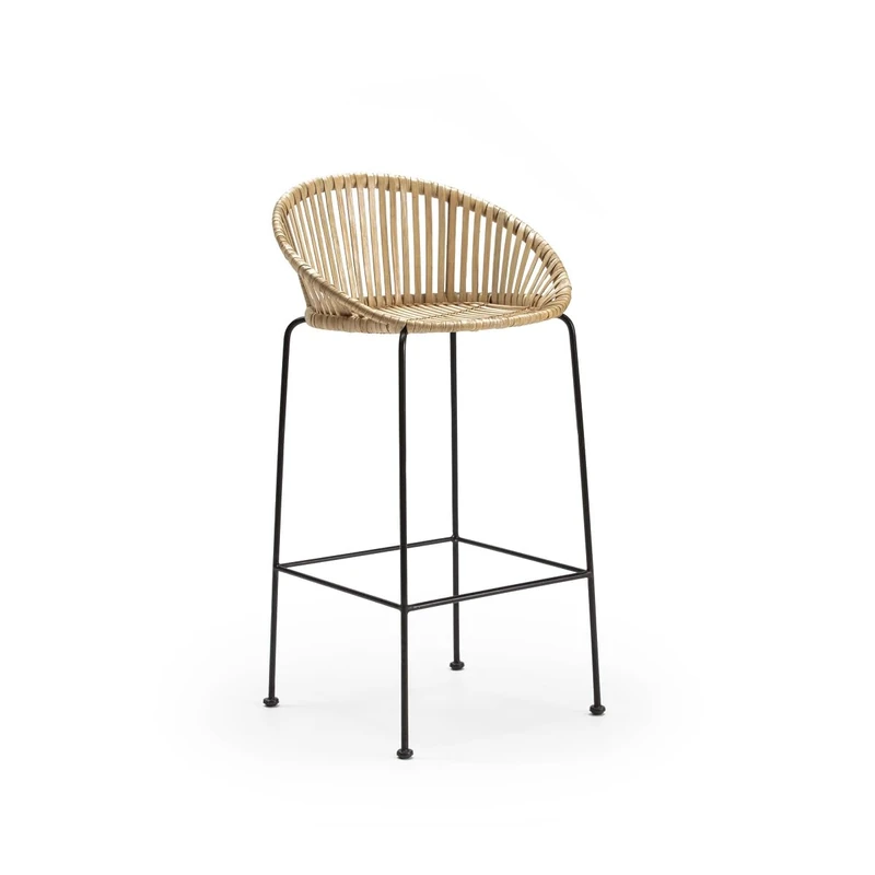 AlexandreHouse TABURETE 50X54X96 MIMBRE NATURAL/METAL BLACK