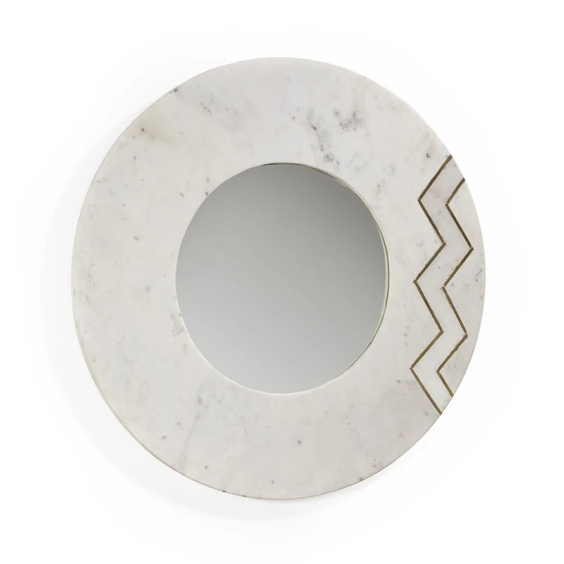 Mirror 69X2X69 Glass/White Marble/Gold Metal