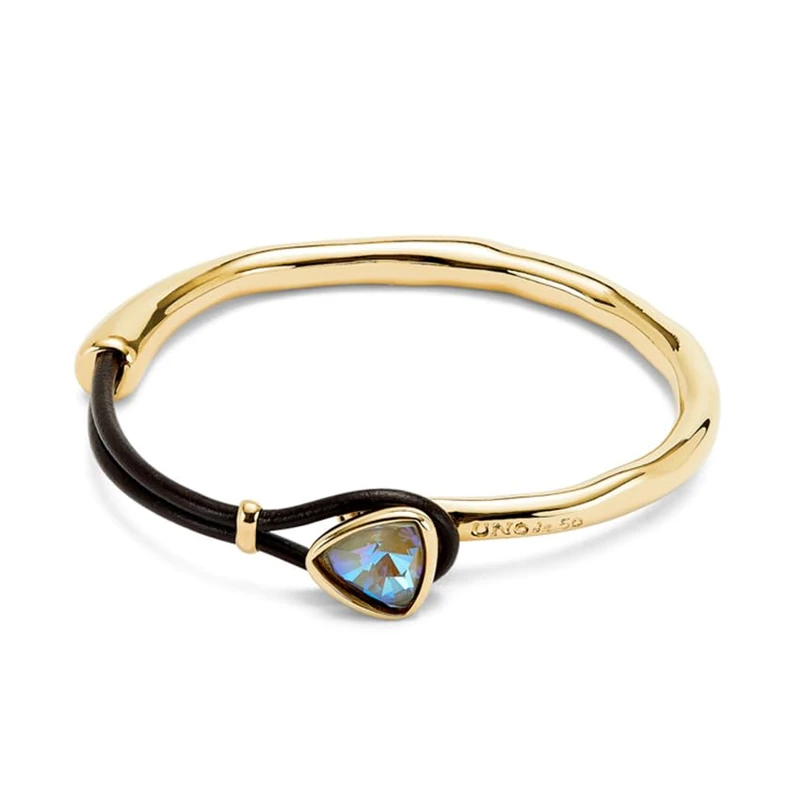 Bracelet Fina with Alloy of Metal Plated in Silver of Sterling with Leather and Lens Facetado Multicolor- Min Perimeter 15,5