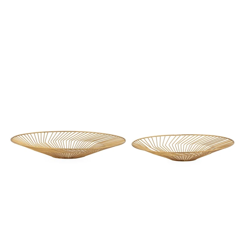 Set of 2 Mesa Centre 17 x 17 x 2.5/15 x 15 x 2.5 cm Metal Dorado - Image 1