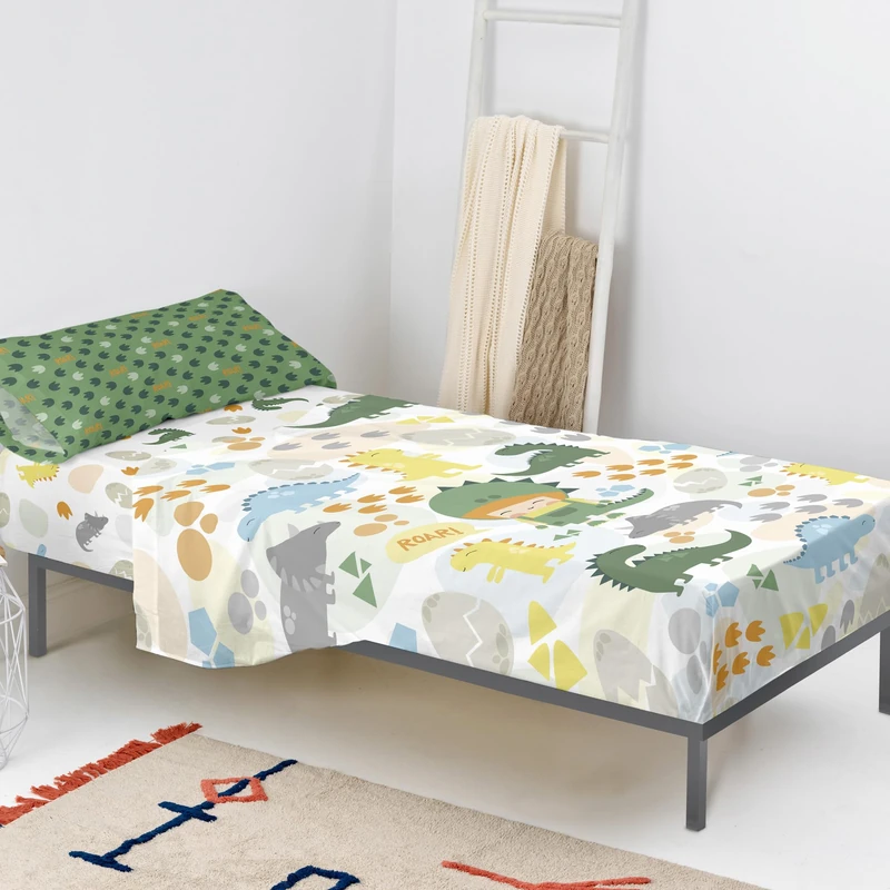 AlexandreHouse Happydino Juego de Sábanas 2 Pieces 160 x 270 cm (Cama 80/90)
