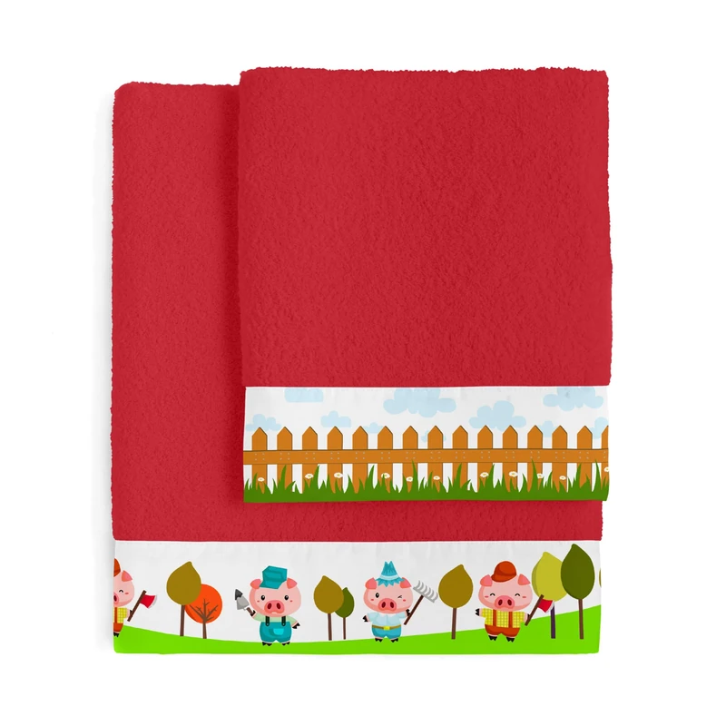 Piggys Juego Toallas Pack of 2 Rojo - Image 1