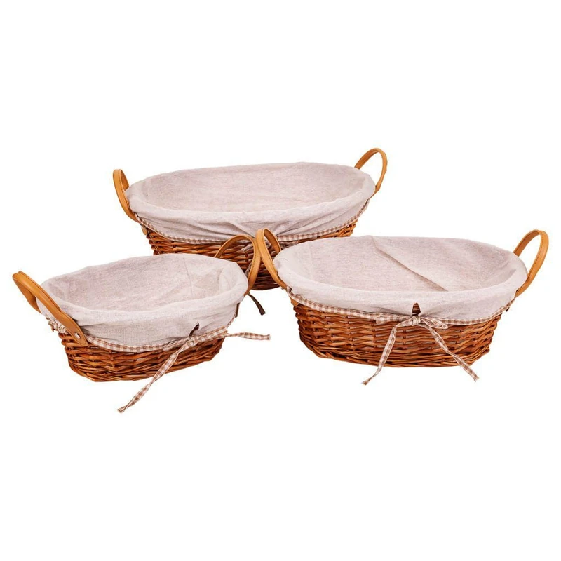 Cestos Mimbre Forrado Set 3 Pieces - Image 1