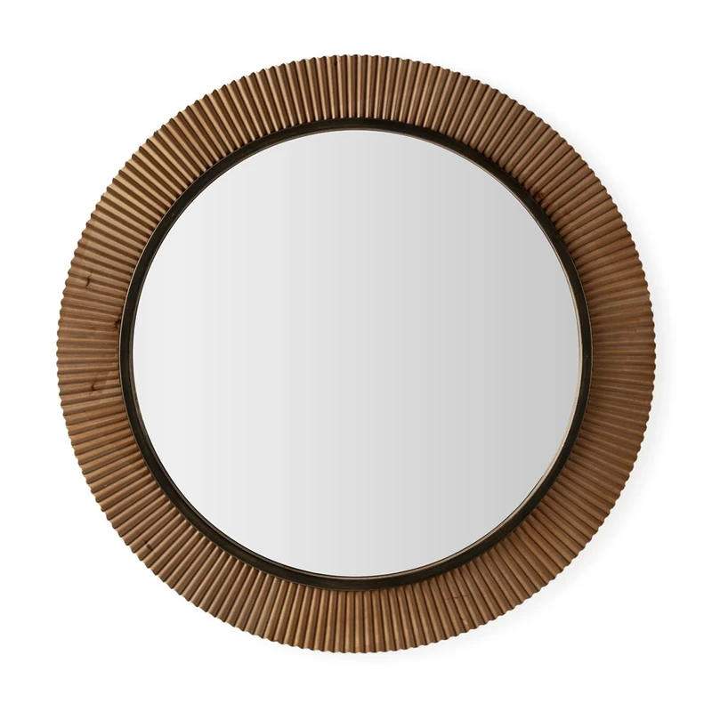 AlexandreHouse ESPEJO 108X4X108 Metal Dorado/Madera Natural /