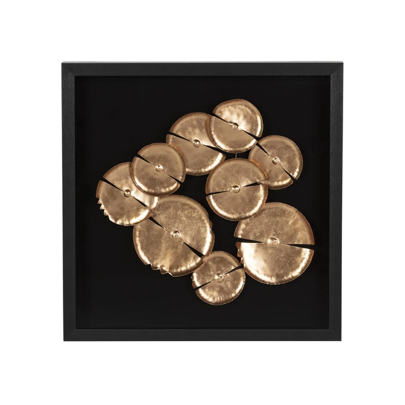 CUADRO 60X6X60 Crystal/Madera Black/Metal Color COBRE