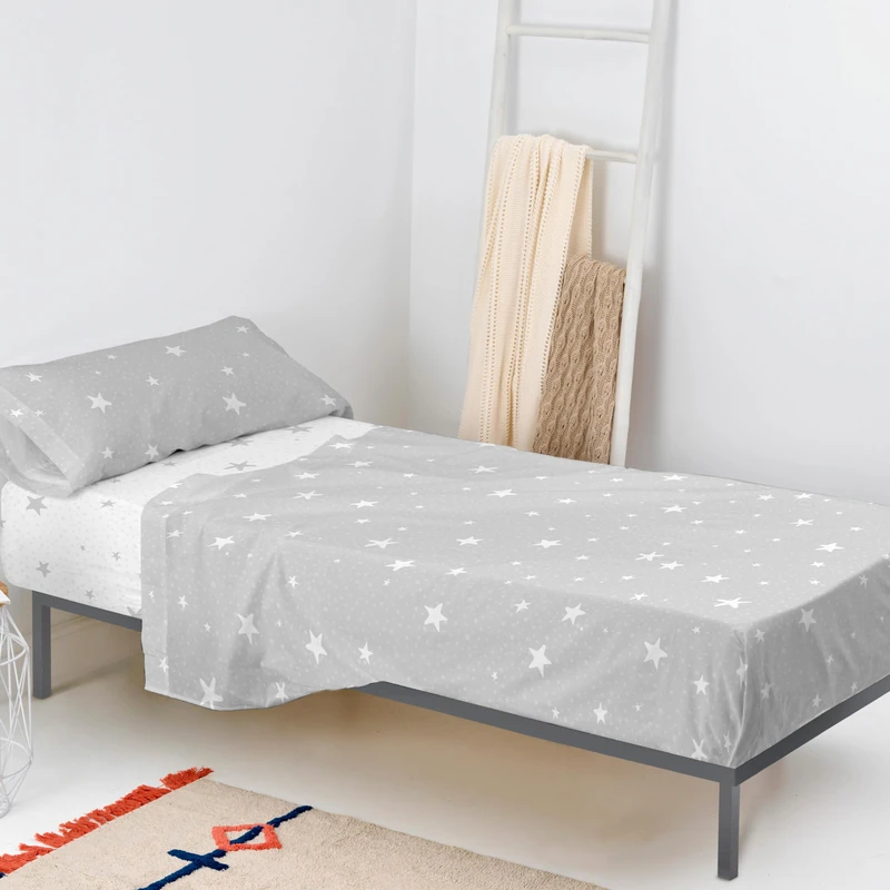 AlexandreHouse Little Star Juego de Sábanas 2 Pieces 160 x 270 cm (Cama 80/90) Grey - Image 1