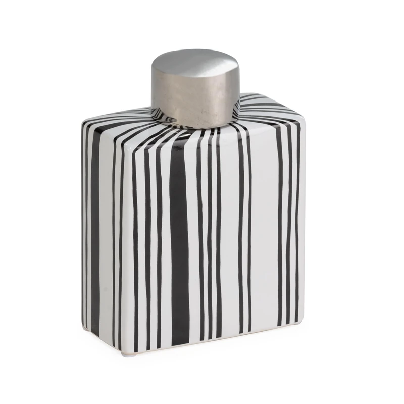 Tibor 14X7X19 Ceramic White/Black/Silver - Image 1