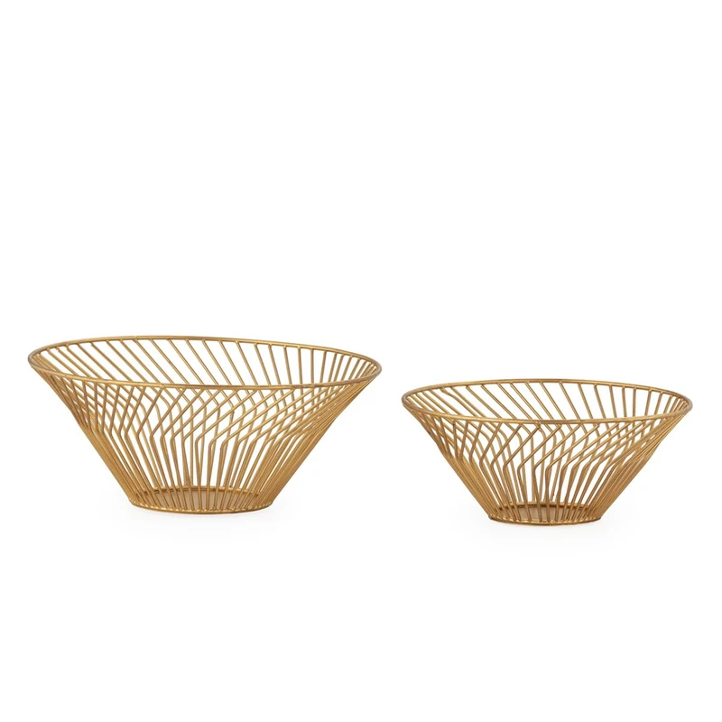 Set of 2 Centro de Mesa 12 x 5 x 12/10 x 4.5 x 10 cm Metal Dorado - Image 1