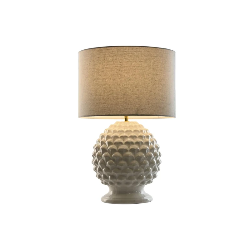AlexandreHouse SOBREMESA LAMPARA Linen Stone 38X38X59 PIÑA Blanco - Image 1
