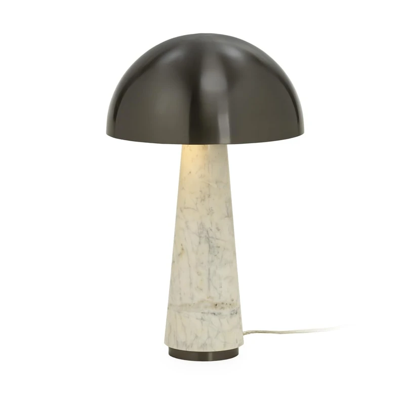 SOBREMESA LAMP 30X12X50 Laton Plomo/MARMOL Blanco - Image 1