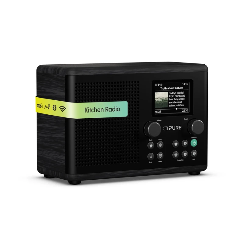 Pure Classic H4i – Internet Radio with WiFi, DAB+ & FM, Bluetooth 5.3, USB – 10W Speaker – 2.4" Color Display – 150 Presets – Sleep & Kitchen Timer – AUX Input – Black