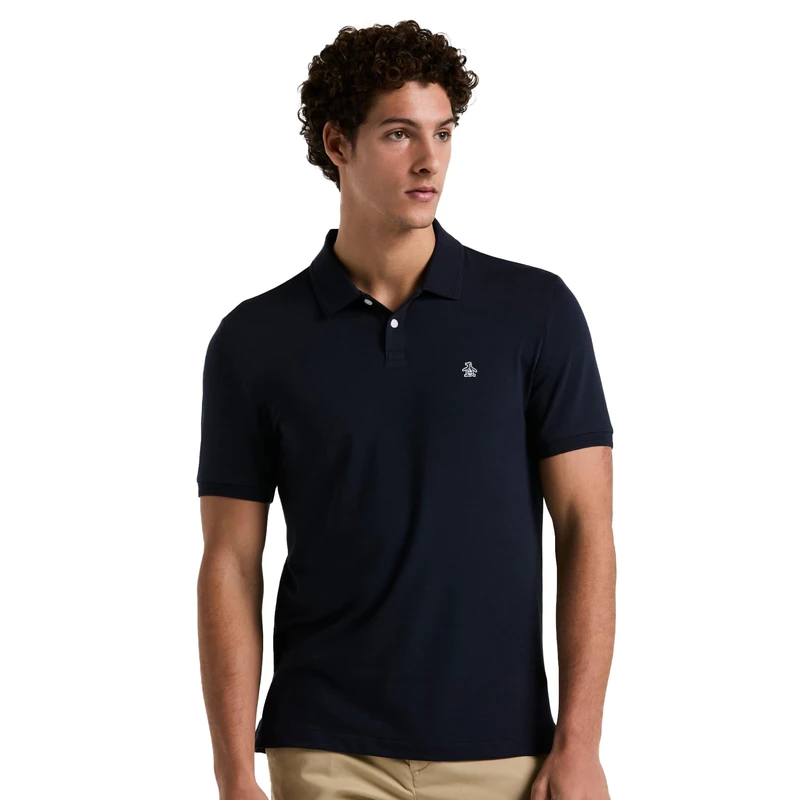 Original Penguin Daddy Polo Short Sleeve Shirt with Sticker Peter Logo Dark Sapphire