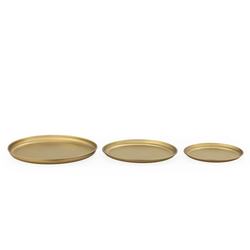 Set of 3 Centro de Mesa 12 x 12 x 1.2/10 x 10 x 1/8 x 8 x 1 cm/Metal Laton Antique - Image 1