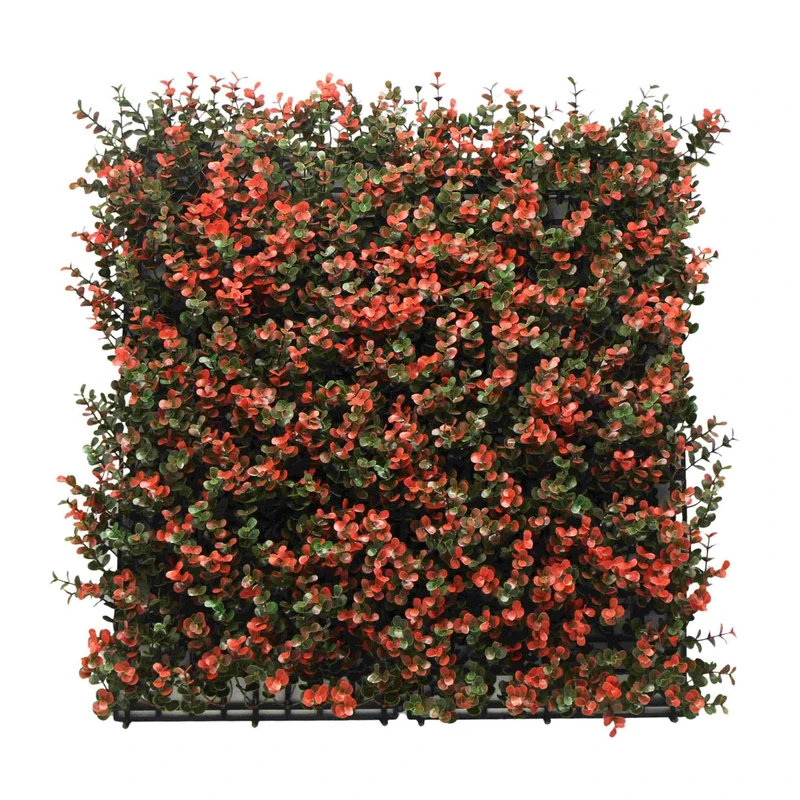 Well Home Artificial Vertical Garden, Hedge Panel 100x100cm, For Indoor and Outdoor Decoration - Realistic Red Flowers - Image 1