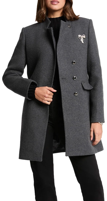 Morgan Women's 252-gbroche Coat, Anthracite Grey M, 8