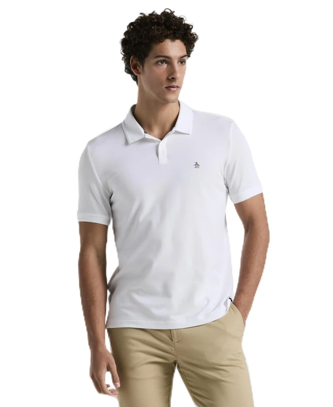 Original Penguin Mens Daddy Polo Shirt, White, XL UK
