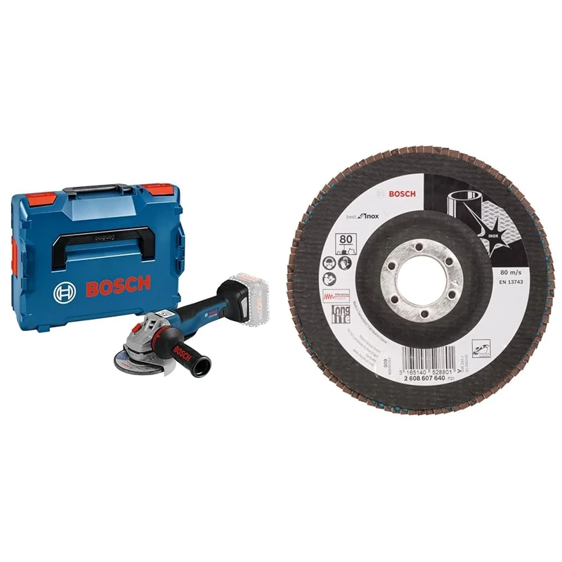 Bosch Professional GWS 18 V - 10 PSC Angle Grinder + 125 mm Flap Disc