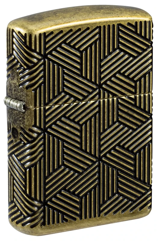 Zippo Windproof Lighter, Art Deco Pattern, Armor Antique Brass, MultiCut, Refillable, Reusable, Windproof Design, Gift Box, Made in USA
