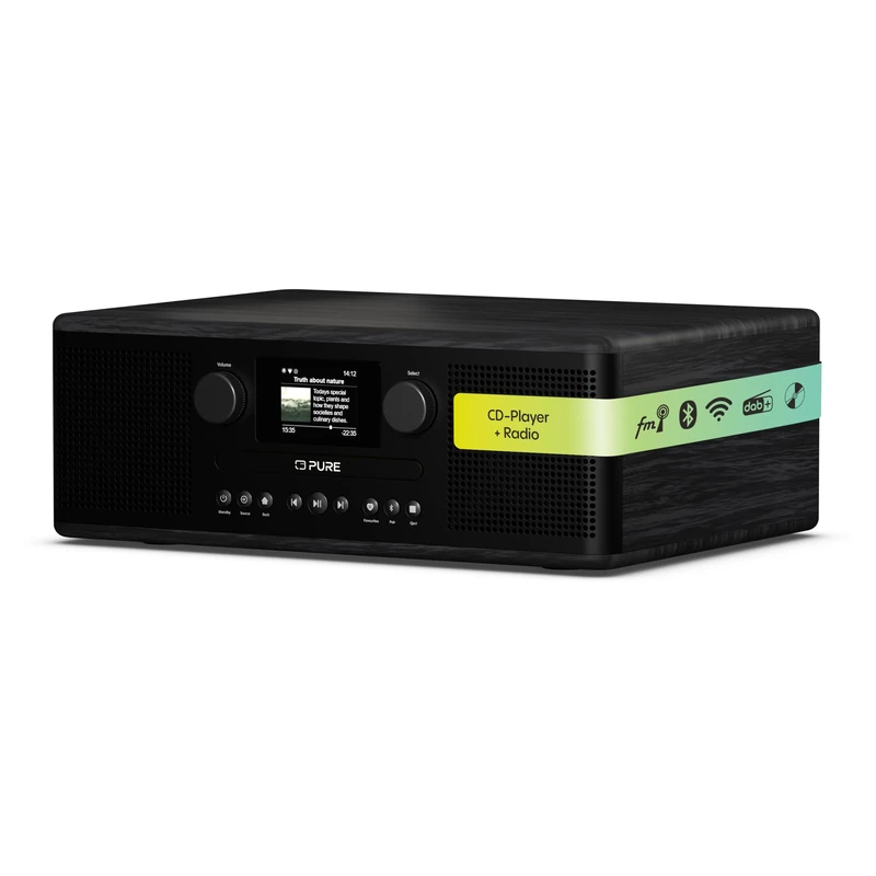 Pure Classic C-D6i – All-in-One Internet Radio with WiFi, DAB+/FM, Bluetooth 5.3, CD Player, USB, AUX, 150 Presets, 2x 15W Stereo Sound System, Colour Display, Alarm & Sleep Timer – Black