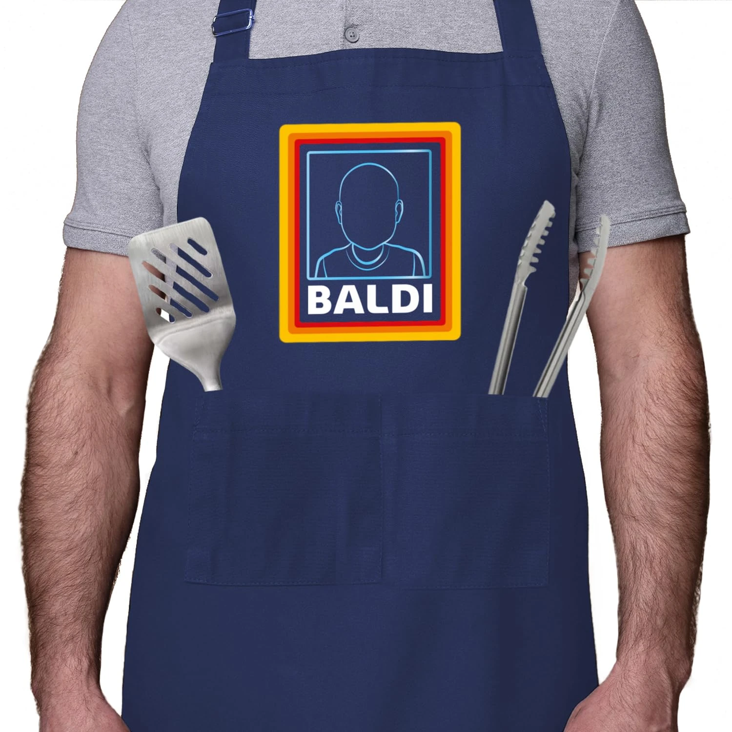 SC Products Baldi Funny Aprons for Men | Bald Joke Gifts for Men Funny Apron | Mens Stocking Filler Gifts for Dad Grandad | Rude Secret Santa Christmas Presents for Dad Stocking Fillers for Him