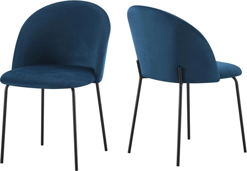 Seconique Boston Chair (BOX OF 4) in Sapphire Blue Velvet