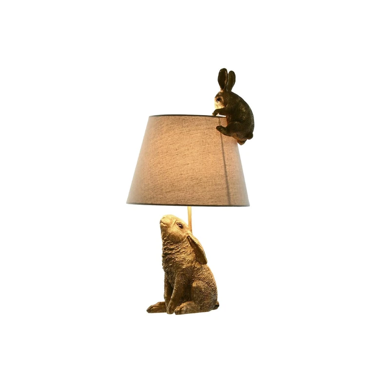 AlexandreHouse SOBREMESA Resin LAMP 30X30X58 CONEJOS Dorado - Image 1