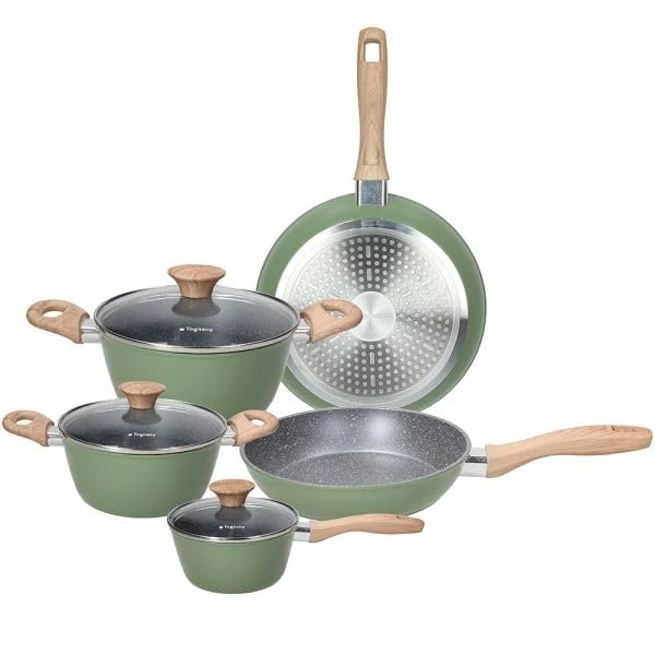 Tognana Stone Sage 8-Piece Aluminium Cookware Set, Green - Image 1