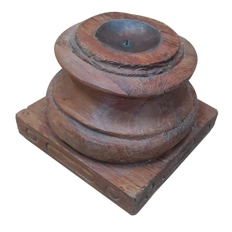 Candelabro De Madera Acabado Artesanal Brown AlexandreHouse - Image 1