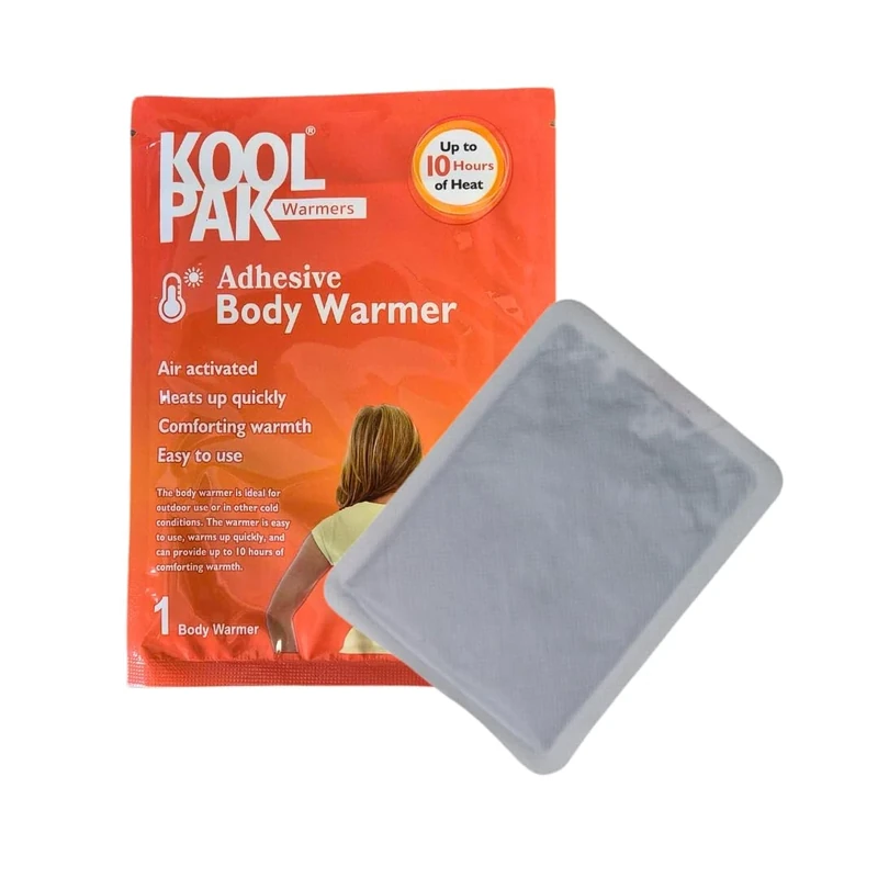Koolpak Adhesive Body Warmer – Air Activated, 10 Hours Heat, Back & Shoulder Relief, Single-Use (60)
