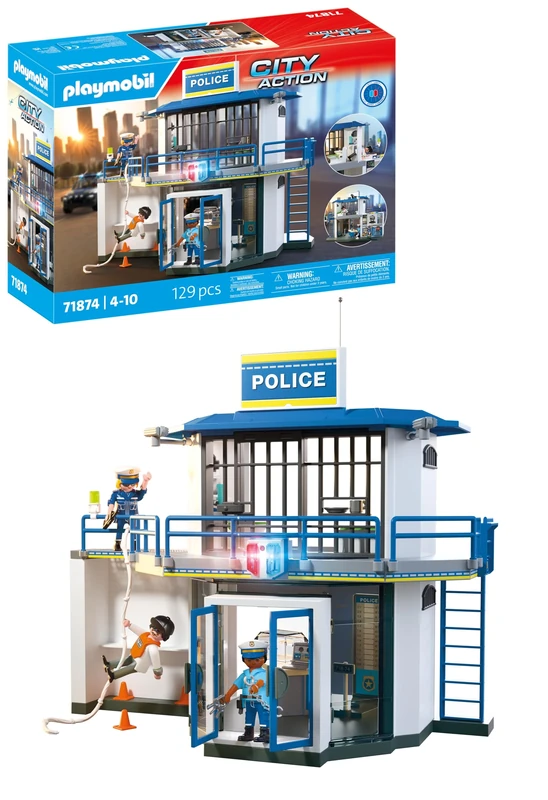 Playmobil | Action Heroes | Police Station with Investigation Room | Action-packed police toy | Encourages creativity & detective skills | For children aged 4 and over | 71874